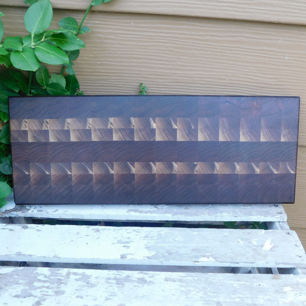 Black Walnut End Grain Cutting Board with Beveled Edge