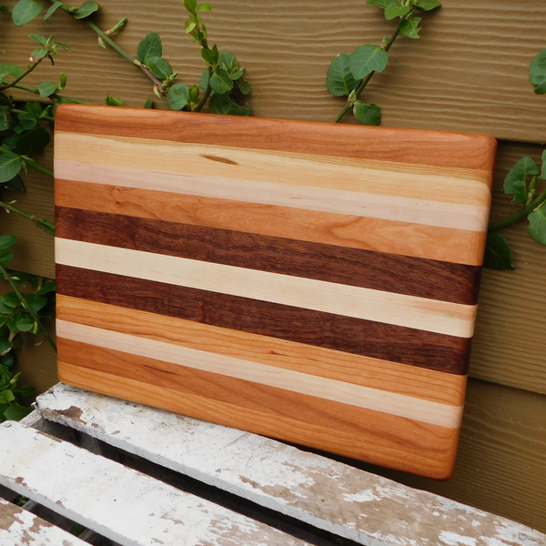 Mahogany, Maple, & Cherry Wood Edge Grain Cutting Board