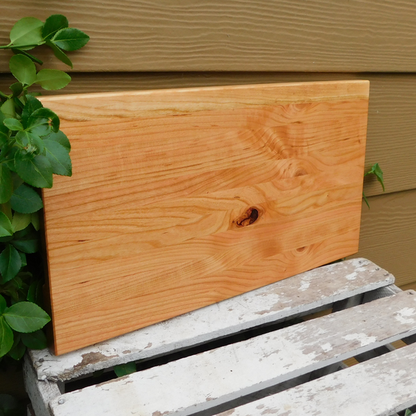 Cherry Wood Edge Grain Cutting Board with Beveled Edge & Hand Grooves On Sides