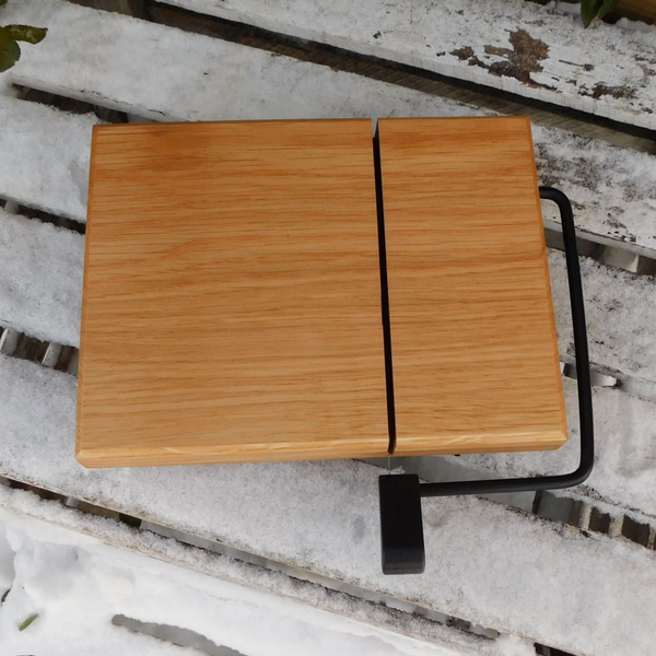 Cherry Wood Cheese Slicing Board with Clear Rubber Grip Feet