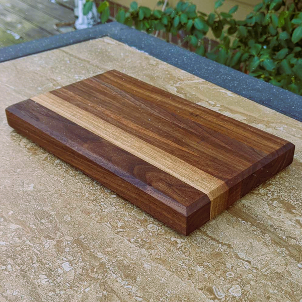 Small Black Walnut Edge Grain Cutting Board with Chamfered Edge
