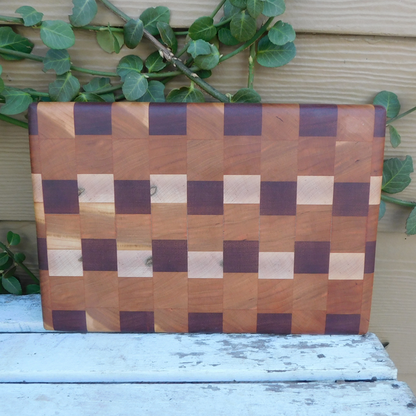 Cherry Wood, Maple, & Mahogany End Grain Cutting Board