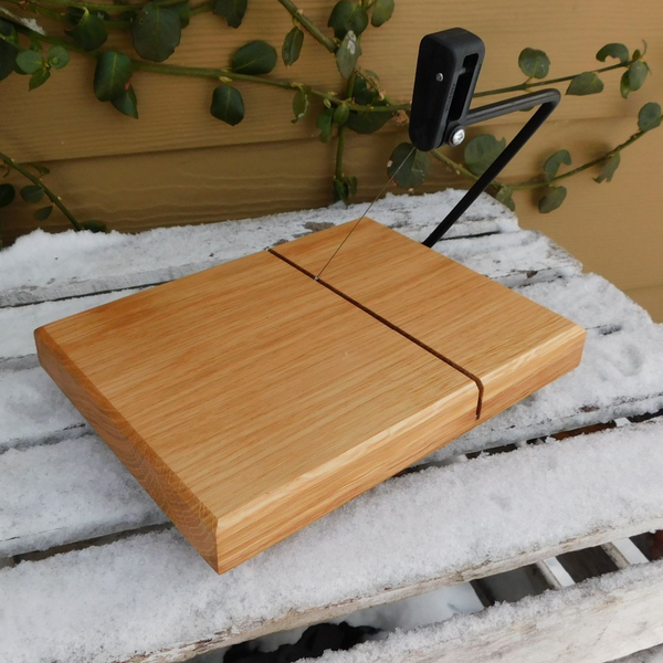 Cherry Wood Cheese Slicing Board with Clear Rubber Grip Feet