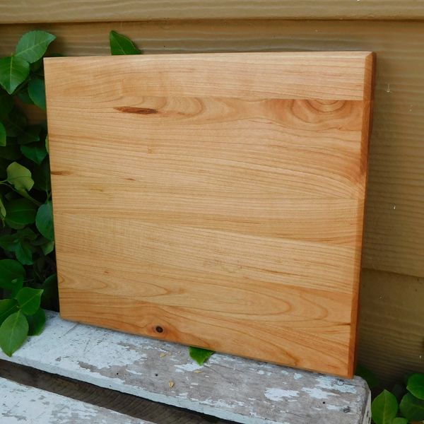Small Cherry Wood Edge Grain Cutting Board with Beveled Edge & Hand Grooves On Sides