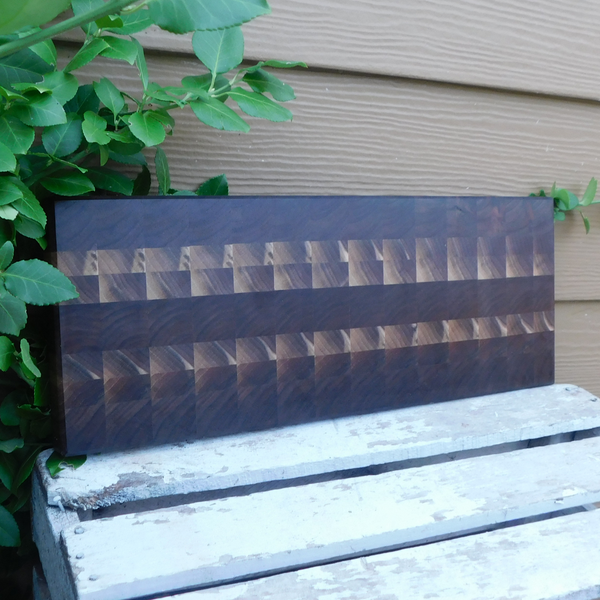 Black Walnut End Grain Cutting Board with Beveled Edge