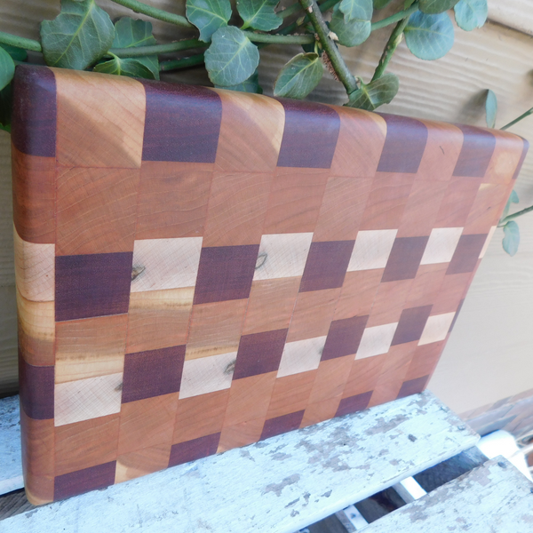 Cherry Wood, Maple, & Mahogany End Grain Cutting Board