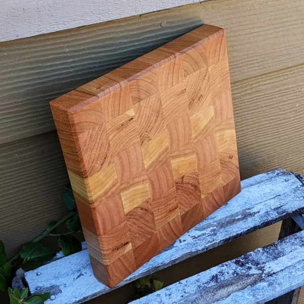 Cherry Wood End Grain Cutting Board with Beveled Edge