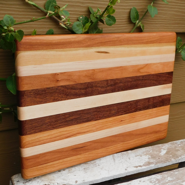 Mahogany, Maple, & Cherry Wood Edge Grain Cutting Board