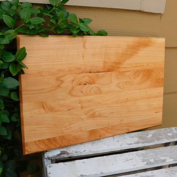 Cherry Wood Edge Grain Cutting Board with Beveled Edge & Hand Grooves On Sides