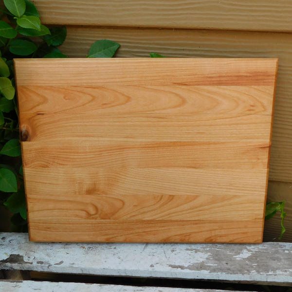 Cherry Wood Edge Grain Cutting Board with Beveled Edge & Hand Grooves On Sides