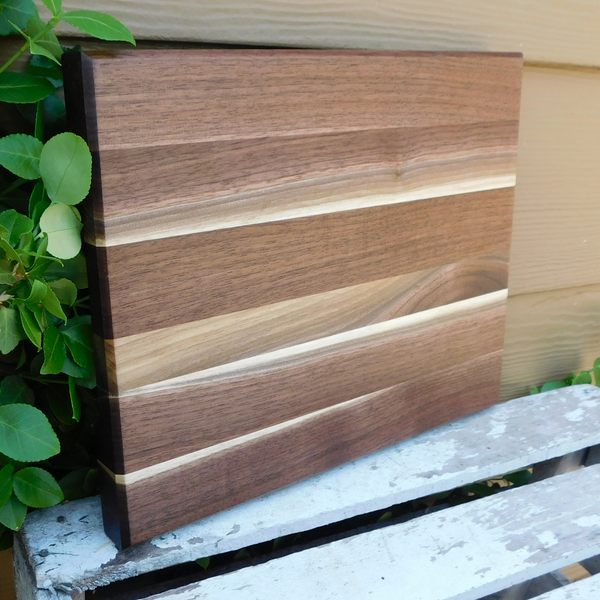 Black Walnut Edge Grain Cutting Board with Hand Grooves and Chamfered Edge