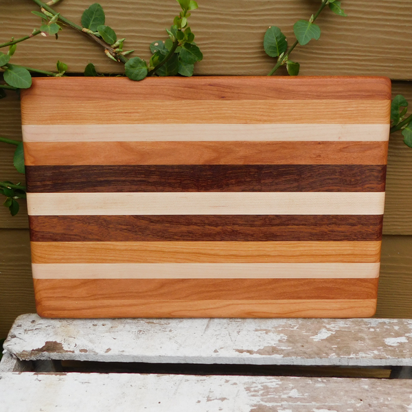 Mahogany, Maple, & Cherry Wood Edge Grain Cutting Board