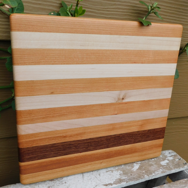 Mahogany, Maple, & Cherry Wood Edge Grain Cutting Board