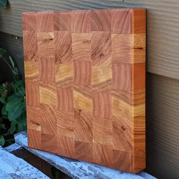 Cherry Wood End Grain Cutting Board with Beveled Edge