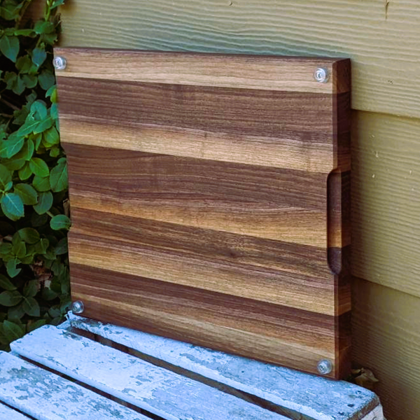 Black Walnut Edge Grain Cutting Board with Hand Grooves and Rubber Feet