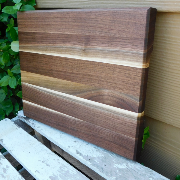 Black Walnut Edge Grain Cutting Board with Hand Grooves and Chamfered Edge