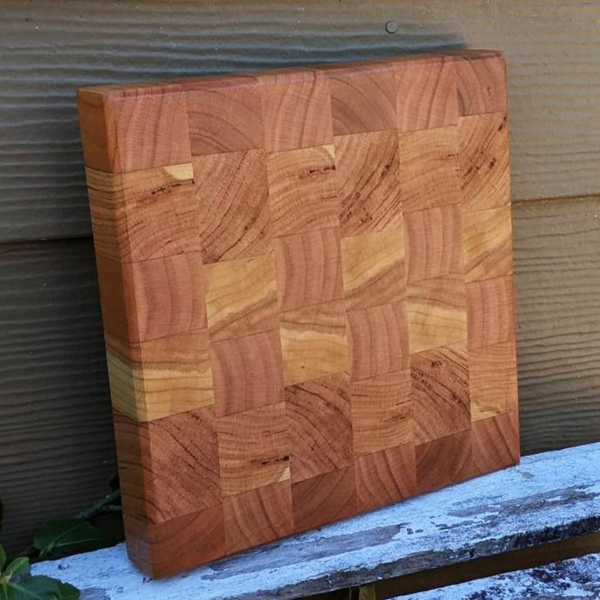 Cherry Wood End Grain Cutting Board with Beveled Edge