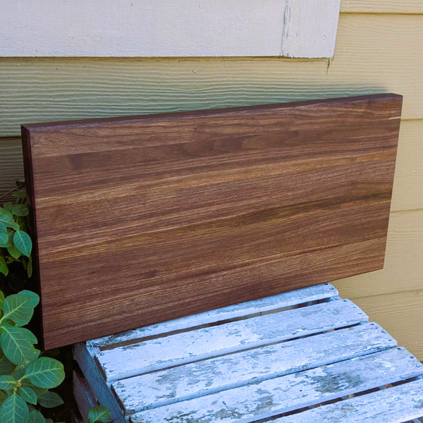 Large Black Walnut Edge Grain Cutting Board with Hand Grooves and Rubber Feet