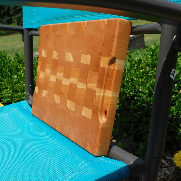 Cherry Wood End Grain Cutting Board with a Beveled Edge & Hand Grooves On Sides