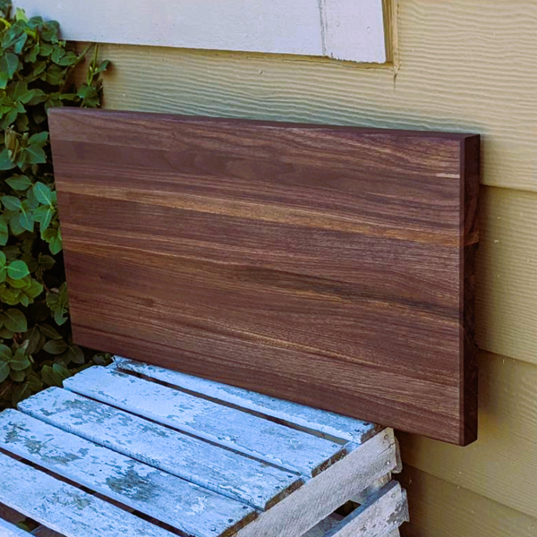 Large Black Walnut Edge Grain Cutting Board with Hand Grooves and Rubber Feet