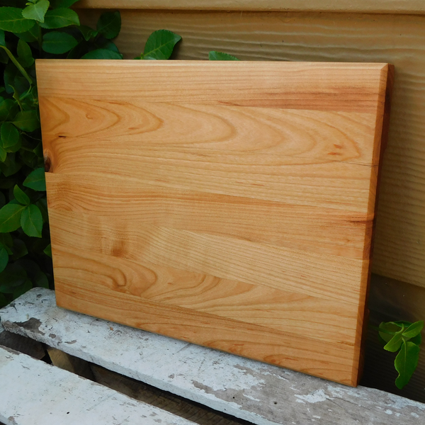 Cherry Wood Edge Grain Cutting Board with Beveled Edge & Hand Grooves On Sides