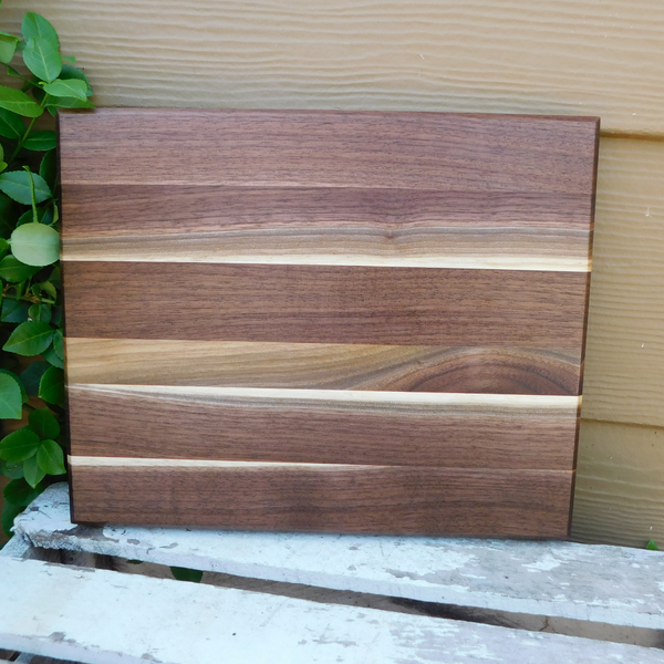 Black Walnut Edge Grain Cutting Board with Hand Grooves and Chamfered Edge