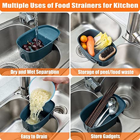 Over The Sink Cherry Wood Edge Grain Cutting Board with Colander and Clear Rubber Grip Feet