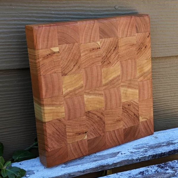 Cherry Wood End Grain Cutting Board with Beveled Edge