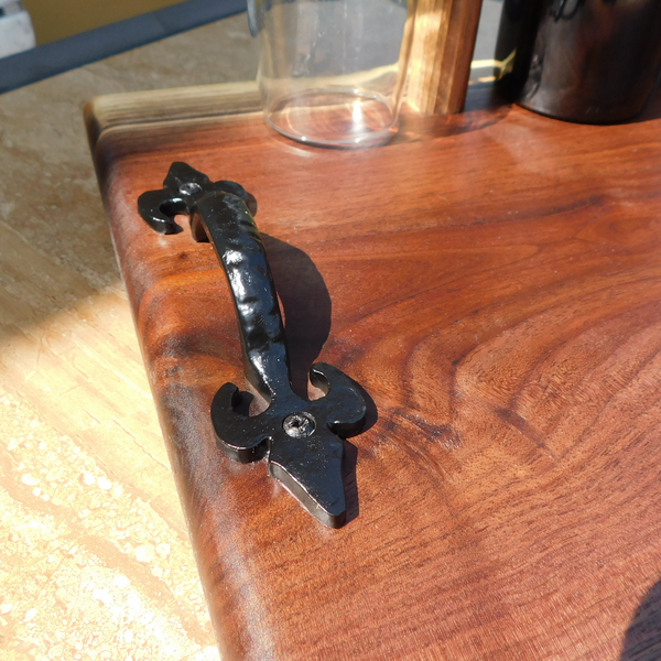Black Walnut Wine Charcuterie Board with Wine Glasses