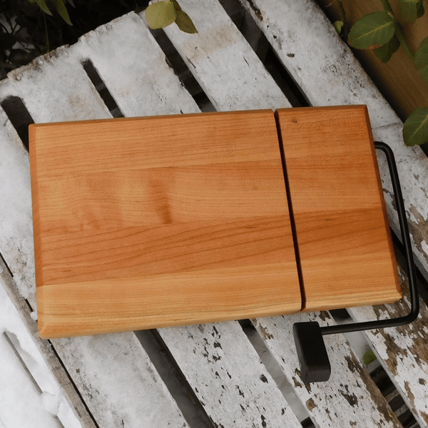 Cheery Wood butcher block cheese cutting board.
