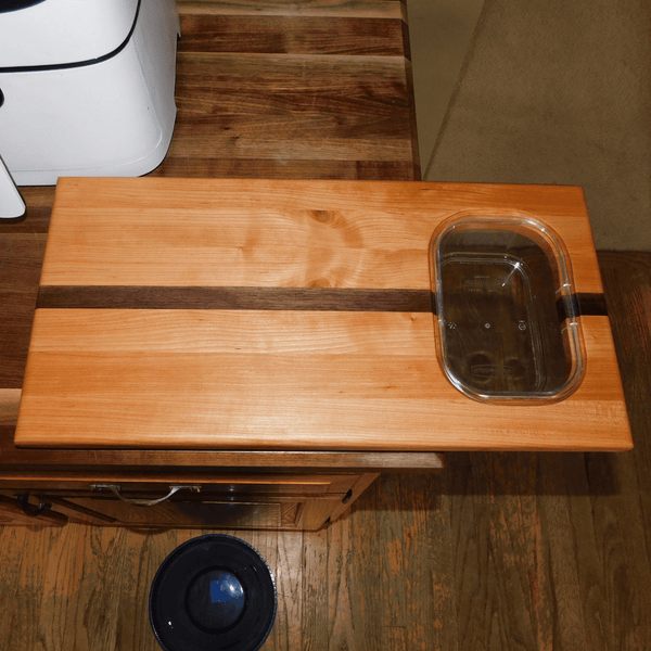 Over The Counter Cherry Wood Edge Grain Cutting Board, Includes Rubbermaid Tupperware & Clear Rubber Grip Feet