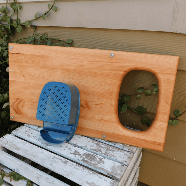 Over The Sink Cherry Wood Edge Grain Cutting Board with Colander and Clear Rubber Grip Feet