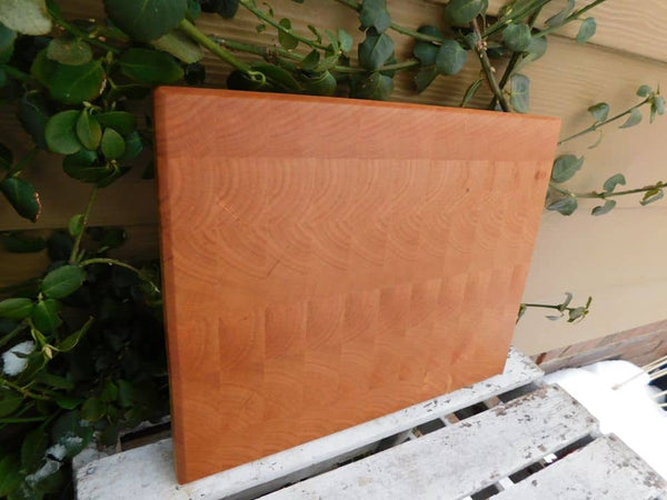 Cherry Wood End Grain Cutting Board with Beveled Edge