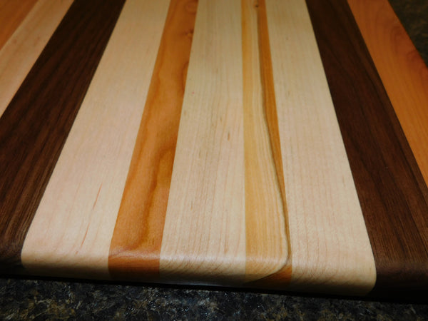 Cherry Wood, Maple, & Mahogany Edge Grain Cutting Board