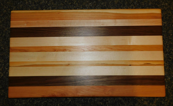 Cherry Wood, Maple, & Mahogany Edge Grain Cutting Board