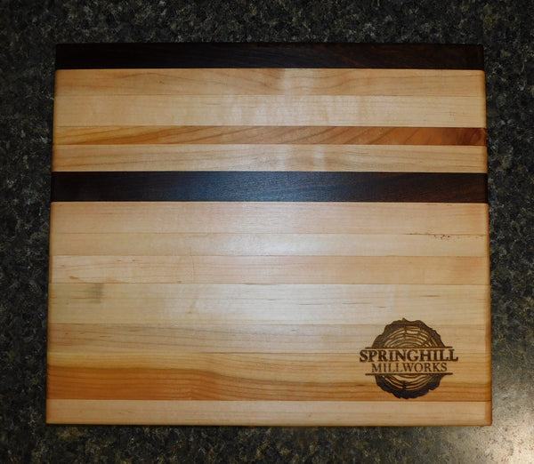 Maple, Black Walnut, & Cherry Wood Edge Grain Cutting Board
