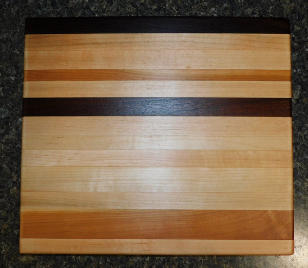Maple, Black Walnut, & Cherry Wood Edge Grain Cutting Board