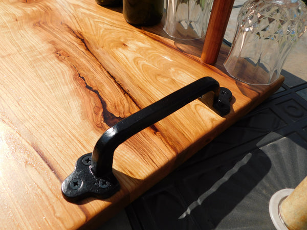 Double-Bottle Cherry Wood Wine Charcuterie Board with Wine Glasses