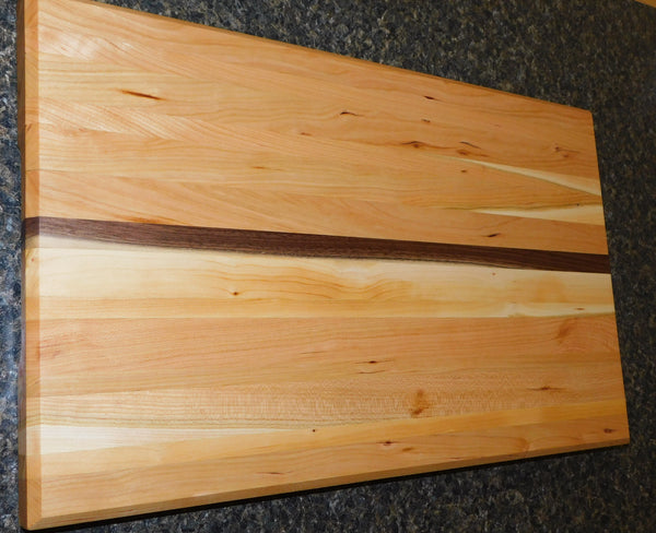 Cherry Wood Edge Grain Cutting Board with Black Walnut Accent
