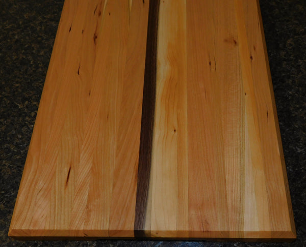 Cherry Wood Edge Grain Cutting Board with Black Walnut Accent