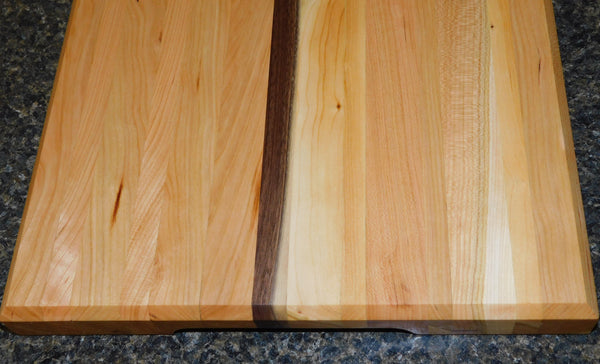 Cherry Wood Edge Grain Cutting Board with Black Walnut Accent