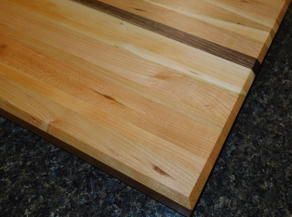 Cherry Wood Edge Grain Cutting Board with Black Walnut Accent