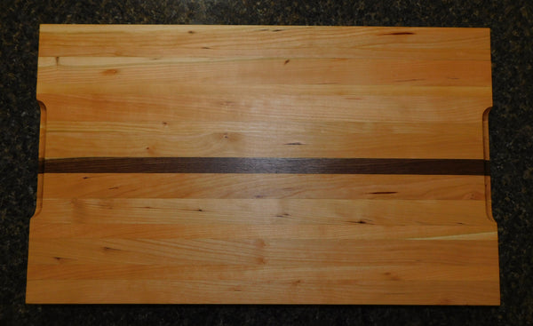 Cherry Wood Edge Grain Cutting Board with Black Walnut Accent