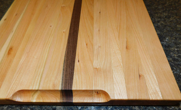 Cherry Wood Edge Grain Cutting Board with Black Walnut Accent