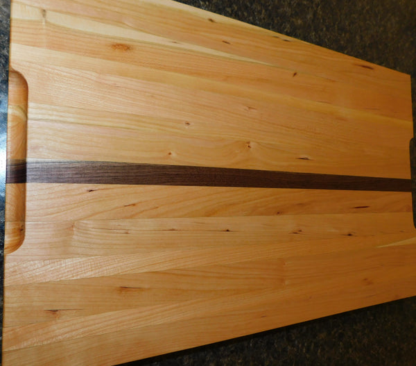 Cherry Wood Edge Grain Cutting Board with Black Walnut Accent