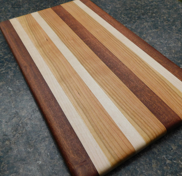 Mahogany, Cherry Wood, & Maple Edge Grain Cutting Board