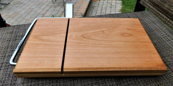Cherry Wood Cheese Slicing Board with Clear Rubber Grip Feet