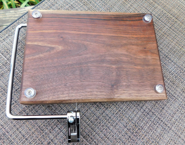 Black Walnut Cheese Slicing Board with Clear Rubber Grip Feet