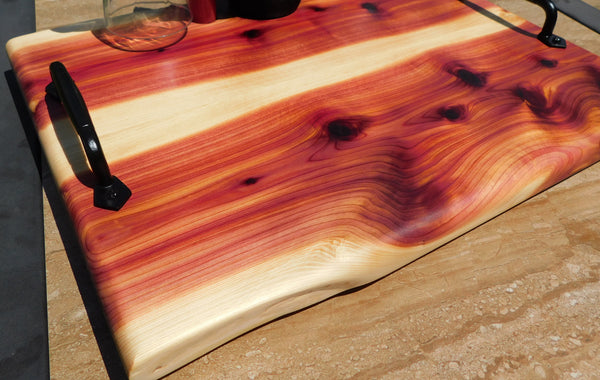 Red Cedar Wine Charcuterie Board with Wine Glasses