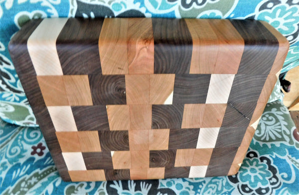 Cherry Wood, Maple, & Black Walnut End Grain Cutting Board